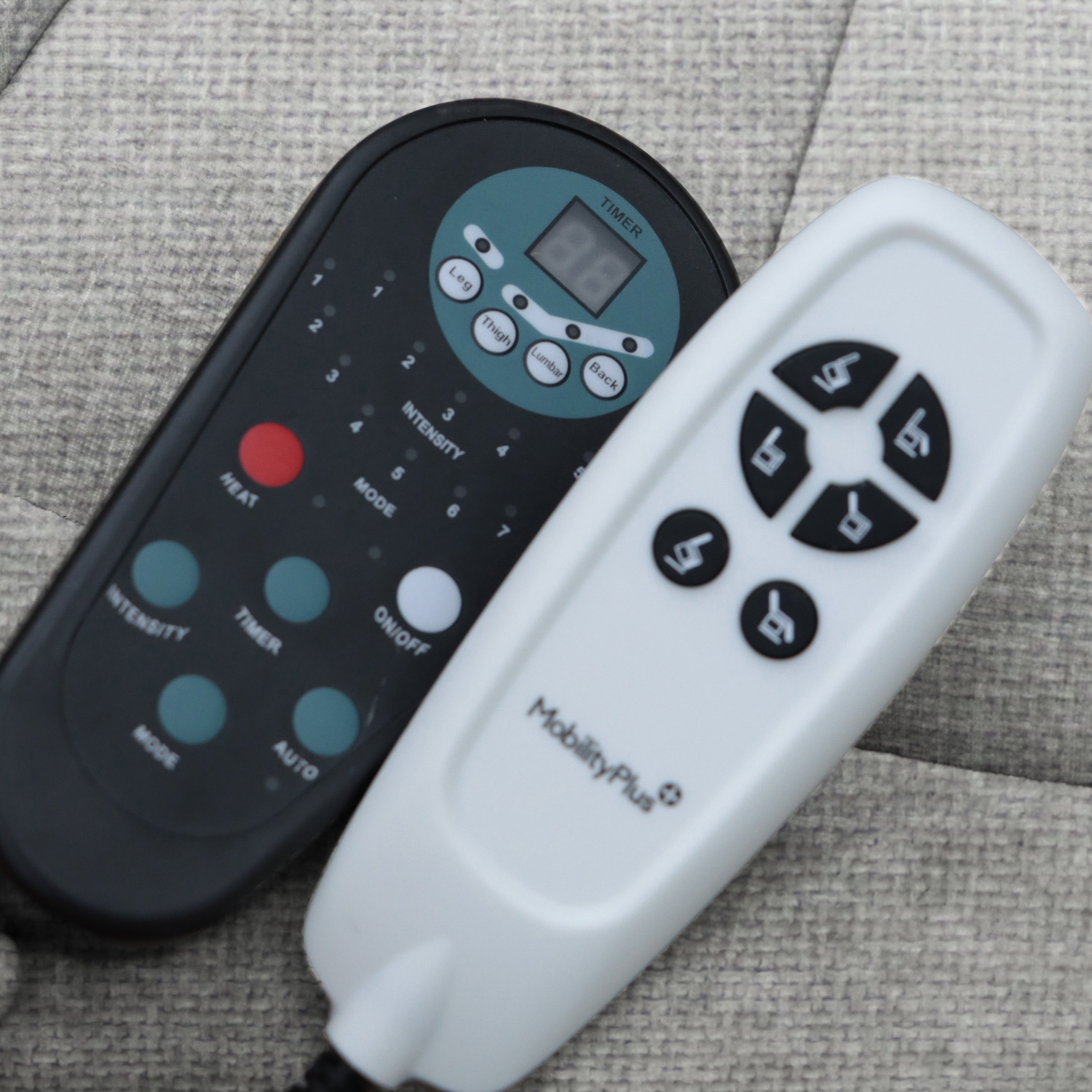 Corinthia Riser Recliner with Heat and Massage - Light Grey Chenille Fabric