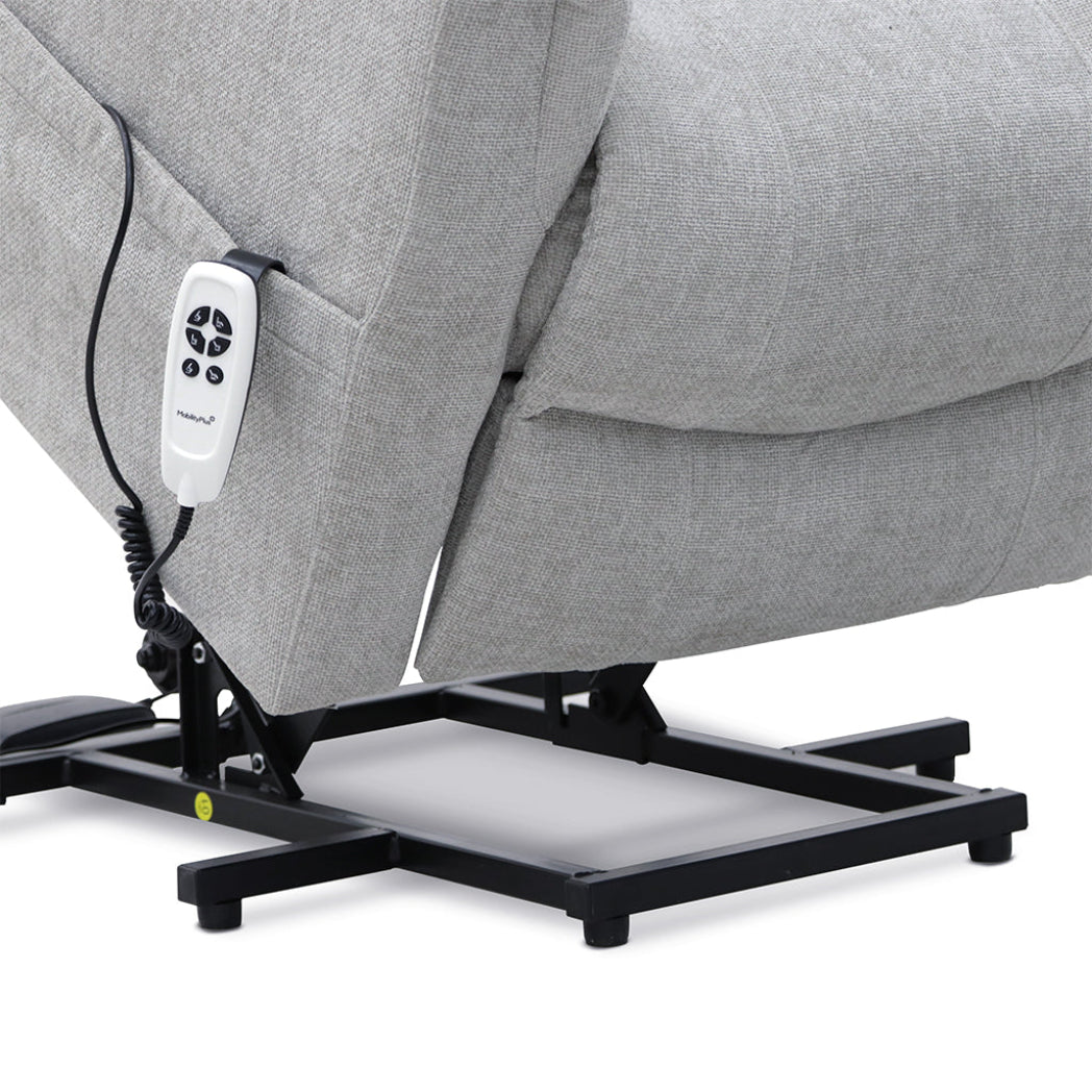 Corinthia Riser Recliner with Heat and Massage - Light Grey Chenille Fabric