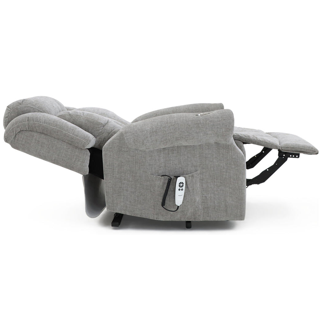 Langham Riser Recliner with Heat and Massage - Grey Chenille Fabric